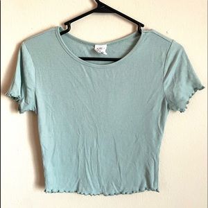 medium teal crop top dress shirt.